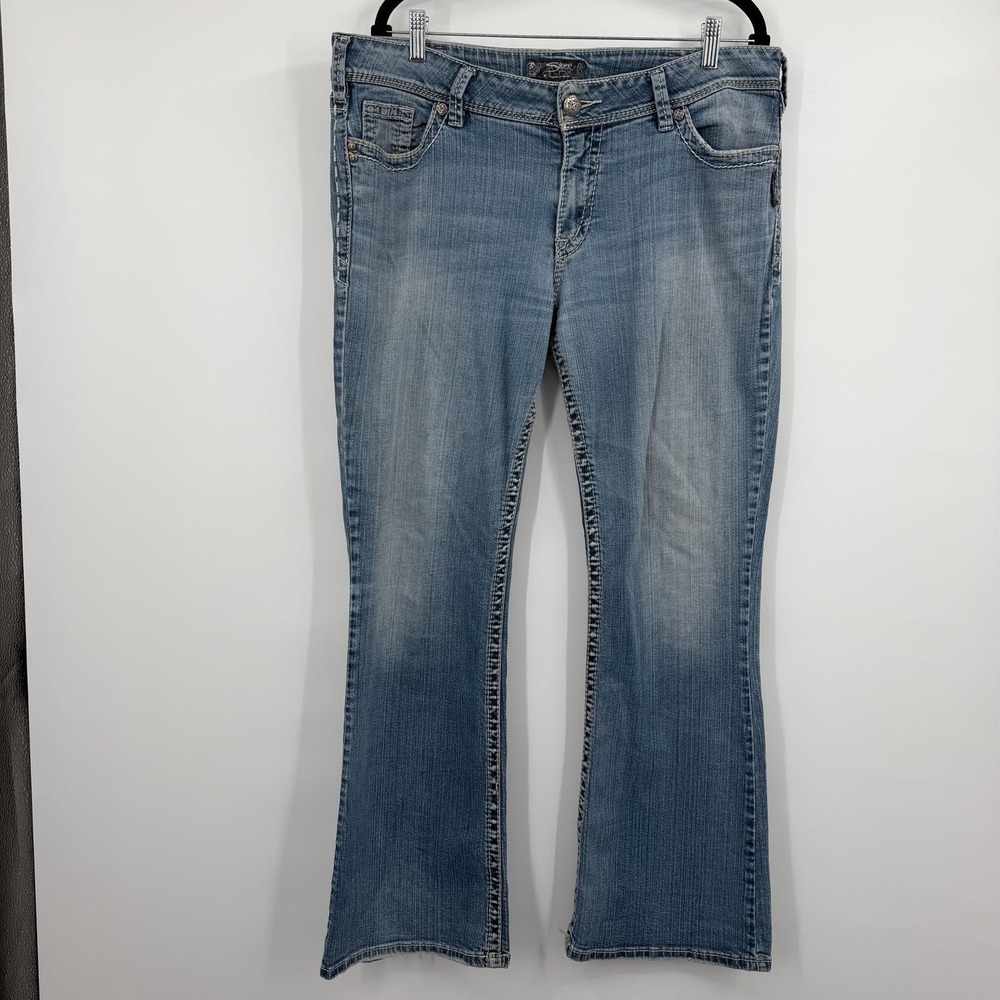 Silver Jeans Co Jeans Womens 36 Blue Light Wash Bootcut Embroidered Pockets